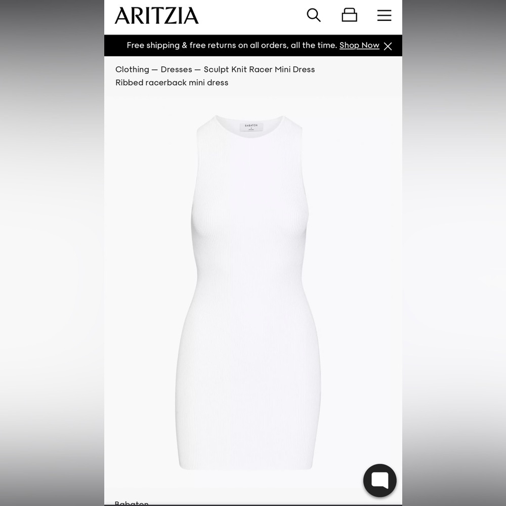 Aritzia white sculpt knit racer dress